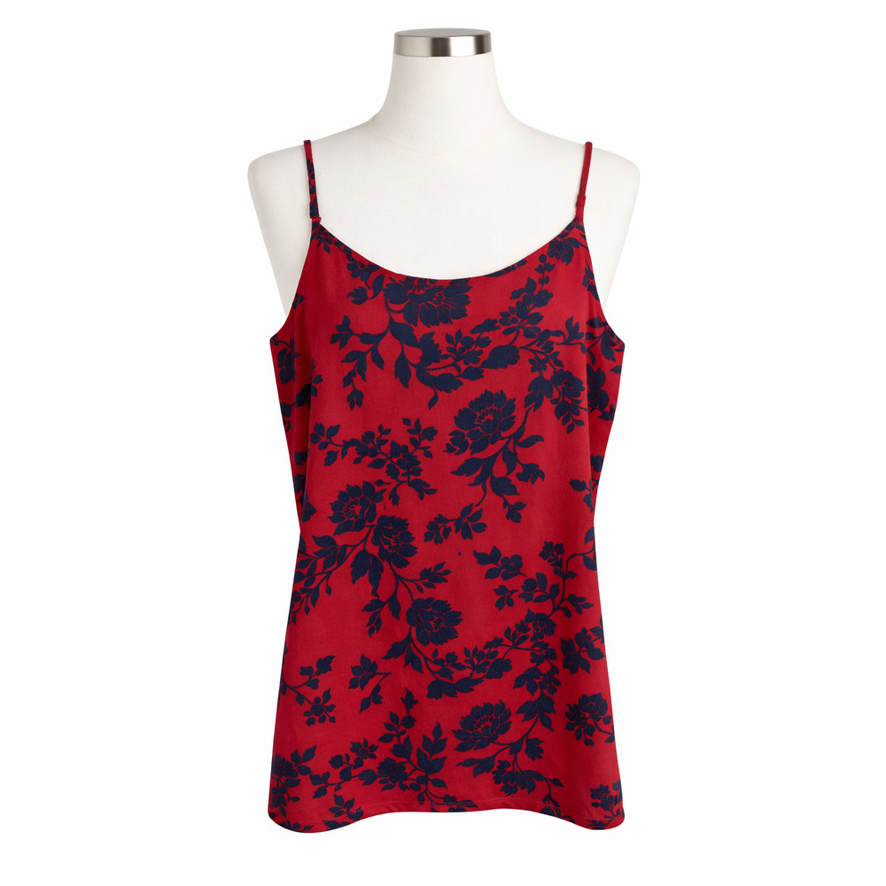 Gap Red Navy Floral Cami Tank Top Feminine Romantic Date Night Small - Picture 1 of 5